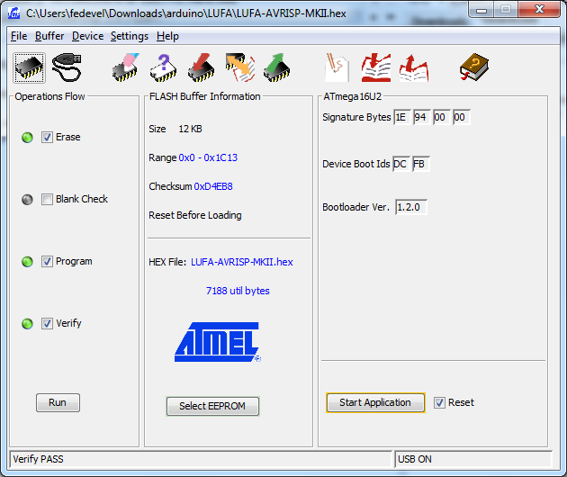 Flashing LUFA AVRISP MKII